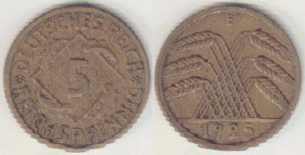 1925 E Germany 5 Reichspfennig A000452